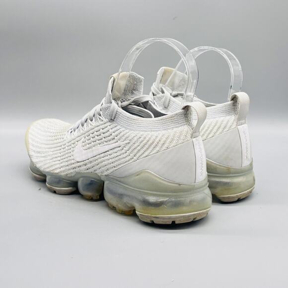 Nike Shoes Womens 7 Triple White Air Vapormax Flyknit Running Athletic Sneakers - Picture 5 of 9